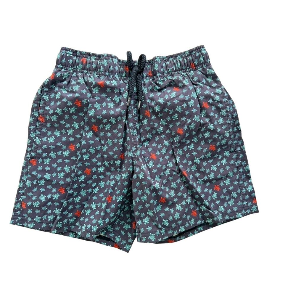 Vilebrequin Boys Swim Trunk Shorts Navy Blue Mini Turtle Print Size 8
